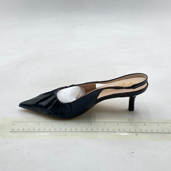 YDN Black Dressy Slip on Elastic Pumps Pointed Toe Slingback Mid Heels Shoes - Picture 2 of 8